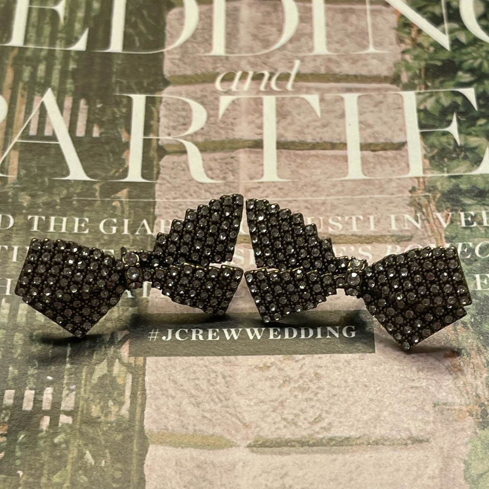 J. Crew Gunmetal Pave Beautiful Bow Earrings